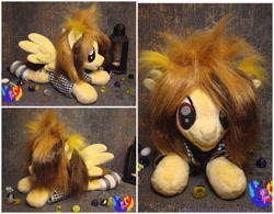 Size: 2560x2000 | Tagged: safe, artist:1stastrastudio, derpibooru import, pegasus, pony, alex gaskarth, all time low, button-up shirt, clothes, ear fluff, ears, irl, lying down, male, photo, plushie, ponified, prone, shirt, smiling, socks, solo, species swap, spread wings, stallion, striped socks, undershirt, wings