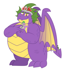 Size: 1600x1612 | Tagged: safe, artist:aleximusprime, derpibooru import, spike, oc, oc:king smite, dragon, flurry heart's story, crown, dragon oc, duo, duo male, eyes closed, fangs, fat, fat spike, father and child, father and son, father's day, holding a dragon, hug, jewelry, male, non-pony oc, older, older spike, parent and child, regalia, simple background, size difference, smiling, spike's family, spike's father, transparent background