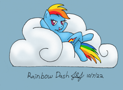 Size: 1231x902 | Tagged: safe, artist:jobeevrai, derpibooru import, rainbow dash, pegasus, cloud