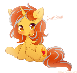 Size: 1546x1468 | Tagged: safe, artist:higglytownhero, derpibooru import, oc, oc only, oc:cinderheart, pony, unicorn, :<, cute, female, filly, foal, looking at you, mare, ocbetes, simple background, solo, white background, younger