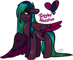 Size: 1855x1518 | Tagged: safe, artist:sexygoatgod, derpibooru import, oc, oc only, oc:tangled adoration, changepony, hybrid, pegasus, pony, adoptable, female, interspecies offspring, magical lesbian spawn, offspring, parent:princess cadance, parent:queen chrysalis, parents:cadalis, simple background, solo, transparent background