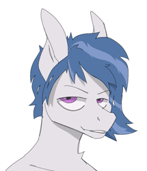 Size: 611x711 | Tagged: safe, artist:mangoyeena, oc, oc only, oc:delta dart, hippogriff, bust, hippogriff oc, looking at you, male, simple background, smug, solo, two toned mane, white background, white coat