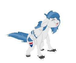 Size: 680x562 | Tagged: safe, artist:euspuche, oc, oc only, oc:delta dart, hippogriff, animated, commission, dance till you die dog, dancing, gif, hippogriff oc, simple background, solo, transparent background, ych result