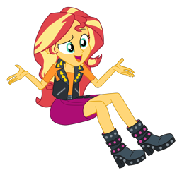 Size: 2500x2479 | Tagged: safe, artist:gmaplay, derpibooru import, sunset shimmer, better together, equestria girls, forgotten friendship, adorasexy, boots, cute, high heel boots, sexy, shimmerbetes, shoes, simple background, sitting, solo, transparent background