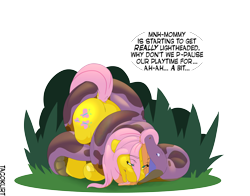 Size: 4480x3508 | Tagged: safe, artist:omnifelpur, artist:tacokurt, derpibooru import, fluttershy, pegasus, pony, snake, absurd resolution, coiling, coils, constriction, dialogue, eye clipping through hair, fetish, flutterprey, forest background, head first, imminent death, imminent vore, open mouth, simple background, soft vore, speech bubble, squeezing, standing, suffocating, tongue, tongue out, transparent background, vore