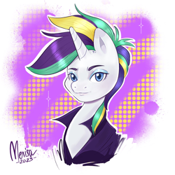 Size: 2048x2048 | Tagged: safe, artist:merisa, derpibooru import, rarity, pony, unicorn, alternate hairstyle, clothes, eyeshadow, fanart, female, high res, makeup, mare, punk, raripunk, signature, solo