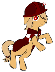 Size: 1123x1472 | Tagged: safe, artist:reponer, derpibooru import, oc, oc only, clothes, coat, colored sketch, drawfag, female, filly, foal, hair over one eye, hair tie, helmet, sentry, simple background, sketch, unknown pony, white background