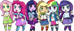 Size: 1024x429 | Tagged: safe, artist:neko-san-art, derpibooru import, applejack, fluttershy, pinkie pie, rainbow dash, rarity, twilight sparkle, equestria girls, boots, cowboy boots, high heel boots, humane five, humane six, shoes, simple background, transparent background