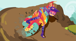 Size: 3477x1900 | Tagged: safe, artist:gmaplay, derpibooru import, sunset shimmer, equestria girls, friendship games, cute, feminism, friendship games outfit, motorcross, motorcycle, rally, shimmerbetes, solo, sunsass shimmer, tri-cross relay, tri-cross relay outfit