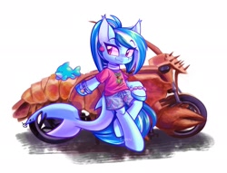 Size: 1887x1443 | Tagged: safe, artist:sidruni, derpibooru import, oc, oc only, original species, pony, motorcycle, simple background, solo, white background