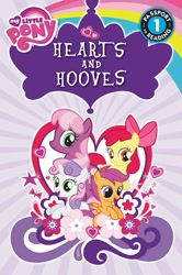 Size: 997x1500 | Tagged: safe, derpibooru import, apple bloom, cheerilee, scootaloo, sweetie belle, earth pony, pegasus, pony, unicorn, hearts and hooves day (episode), book cover, closed mouth, cover, cutie mark crusaders, female, filly, flower, foal, heart, hearts and hooves, hearts and hooves (book), hearts and hooves day, mare, my little pony logo, official, open mouth, passport to reading, stock vector, text