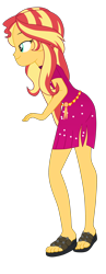 Size: 1900x4917 | Tagged: safe, artist:gmaplay, derpibooru import, sunset shimmer, human, better together, equestria girls, spring breakdown, clothes, dress, sandals, simple background, solo, transparent background