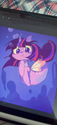 Size: 719x1560 | Tagged: safe, artist:muningaiyc, derpibooru import, twilight sparkle, twilight sparkle (alicorn), alicorn, seapony (g4), female, horn, mare, seaponified, seapony twilight, solo, species swap, underwater, water