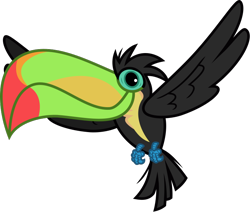 Size: 764x647 | Tagged: safe, artist:lightningbolt, derpibooru exclusive, derpibooru import, bird, keel-billed toucan, toucan, .svg available, beak, flying, show accurate, simple background, solo, spread wings, svg, talons, transparent background, vector, wings