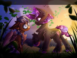 Size: 2000x1500 | Tagged: safe, artist:starcasteclipse, derpibooru import, oc, oc only, pegasus, pony, unicorn, commission, duo, sunset