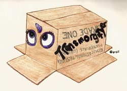 Size: 1024x737 | Tagged: safe, artist:dotterall, derpibooru import, twilight sparkle, unicorn, fanfic:letters from a little princess monster, box, calvin and hobbes, cardboard box, fanfic, fanfic art, female, hiding, metal gear, solo