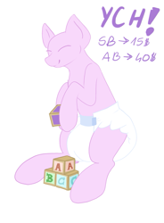 Size: 1063x1446 | Tagged: safe, artist:mermaidkuki, derpibooru import, building blocks, commission, diaper, diaper fetish, fetish, poofy diaper, simple background, sitting, solo, white background, ych sketch, your character here