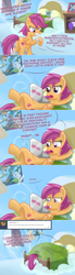 Size: 1100x4008 | Tagged: safe, artist:redheadfly, derpibooru import, scootaloo, pony, bed, computer, laptop computer, older, solo, teary eyes, tumblr:ask-adultscootaloo