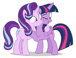 Size: 6300x4800 | Tagged: safe, alternate version, artist:gypsykumquat, derpibooru import, starlight glimmer, twilight sparkle, alicorn, pony, unicorn, .svg available, absurd resolution, alternate hairstyle, cheek bulge, cheek squish, female, high res, inkscape, show accurate, simple background, solo, squishy cheeks, svg, transparent background, vector