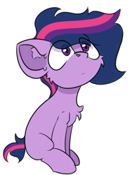 Size: 513x692 | Tagged: safe, artist:cotarsis, derpibooru import, twilight sparkle, earth pony, pony, chest fluff, ear fluff, ears, simple background, sitting, sketch, solo, white background