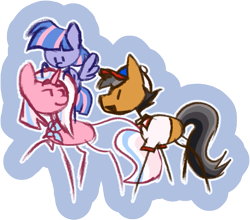Size: 557x490 | Tagged: safe, artist:gammanullzero, derpibooru import, clear sky, quibble pants, wind sprint, earth pony, pegasus, pony, unicorn, februpony, female, leonine tail, male, partially transparent background, quibblesky, shipping, stick pony, straight, tail, trio
