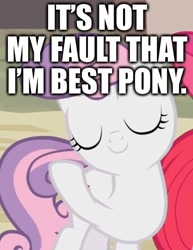 Size: 552x714 | Tagged: safe, derpibooru import, edit, edited screencap, screencap, sweetie belle, best pony, caption, cute, image macro, text