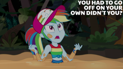 Size: 2000x1125 | Tagged: safe, derpibooru import, edit, edited screencap, editor:quoterific, screencap, rainbow dash, better together, equestria girls, spring breakdown, solo