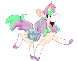 Size: 2500x2000 | Tagged: safe, artist:euspuche, derpibooru import, oc, oc only, unicorn, artfight, bag, happy, looking at you, simple background, smiling, transparent background