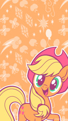 Size: 1080x1920 | Tagged: safe, derpibooru import, applejack, pony, cute, hat, jackabetes, looking at you, official, phone wallpaper, smiling, smiling at you