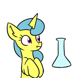 Size: 2000x2000 | Tagged: safe, artist:rusfag, derpibooru import, lemon hearts, pony, unicorn, flask, flaskhead hearts, simple background, solo, white background