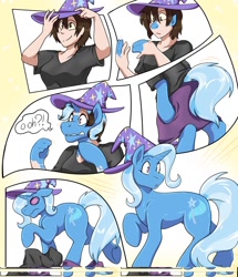 Size: 1031x1199 | Tagged: safe, artist:warlockmaru, derpibooru import, trixie, human, pony, unicorn, female, human to pony, mare, solo, species swap, transformation, transformation sequence