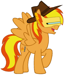 Size: 564x660 | Tagged: safe, artist:noikincade67, derpibooru import, oc, oc only, oc:firey ratchet, pegasus, 3d, fedora, hat, male, scanner, simple background, solo, stallion, transparent background