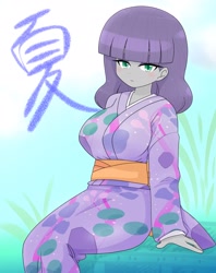 Size: 1620x2048 | Tagged: safe, alternate version, artist:batipin, derpibooru import, maud pie, equestria girls, blushing, breasts, clothes, cute, female, kimono (clothing), looking at you, maud pies, maudabetes