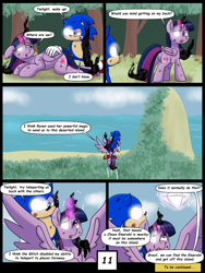 Size: 7500x10000 | Tagged: safe, artist:chedx, derpibooru import, twilight sparkle, twilight sparkle (alicorn), alicorn, comic:learning with pibby glitch battles, comic, commission, crossover, multiverse, sonic the hedgehog, sonic the hedgehog (series)