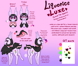 Size: 4444x3792 | Tagged: safe, artist:nootaz, derpibooru import, oc, oc:liquorice luxe, pony, undead, vampire, vampony, reference sheet