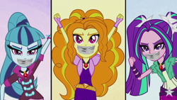 Size: 1280x720 | Tagged: safe, artist:gaggeddude32, derpibooru import, edit, edited screencap, screencap, adagio dazzle, aria blaze, sonata dusk, equestria girls, rainbow rocks, gag, tape, tape gag