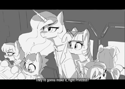 Size: 2073x1469 | Tagged: safe, artist:pabbley, derpibooru import, princess celestia, twilight sparkle, twilight sparkle (alicorn), alicorn, pony, computer, duo, female, grayscale, mare, monochrome, neon genesis evangelion, subtitles