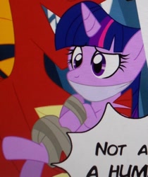 Size: 554x658 | Tagged: artist needed, source needed, safe, derpibooru import, edit, twilight sparkle, twilight sparkle (alicorn), alicorn, pony, bondage, bound and gagged, cloth gag, damsel in distress, gag, speech bubble, text, tied up