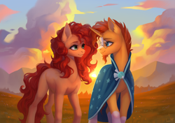 Size: 5100x3600 | Tagged: safe, artist:inarimayer, derpibooru import, sunburst, oc, earth pony, pony, unicorn, canon x oc