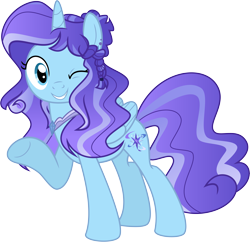 Size: 6837x6616 | Tagged: safe, artist:shootingstarsentry, derpibooru import, oc, alicorn, pony, absurd resolution, alicorn oc, female, horn, mare, one eye closed, simple background, solo, transparent background, wings, wink