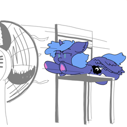 Size: 3508x3508 | Tagged: safe, artist:ponny, derpibooru import, princess luna, alicorn, chair, colored, fan, female, filly, foal, hoof heart, simple background, solo, underhoof, white background, woona, younger