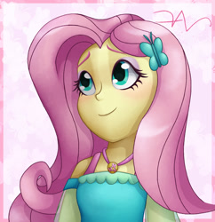 Size: 1385x1428 | Tagged: safe, artist:swasfews, derpibooru import, fluttershy, human, equestria girls, fluttershy boho dress, solo