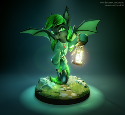 Size: 4200x3840 | Tagged: safe, artist:chyvak, derpibooru import, oc, bat pony, pony, female, figurine, irl, lantern, mare, photo, solo