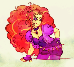 Size: 1431x1305 | Tagged: safe, artist:burgeredagent, derpibooru import, adagio dazzle, human, bedroom eyes, gem, simple background, siren gem, solo