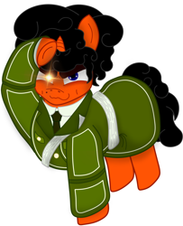 Size: 1898x2337 | Tagged: safe, artist:tr4p3z1um5, derpibooru import, oc, oc only, oc:burning holly, pony, unicorn, clothes, dimples, female, freckles, frown, glowing, glowing eyes, military uniform, mole, salute, simple background, uniform, white background