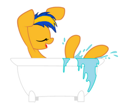 Size: 375x312 | Tagged: safe, artist:mlpfan3991, derpibooru import, oc, oc only, oc:flare spark, pegasus, bathtub, claw foot bathtub, eyes closed, female, simple background, solo, transparent background, water