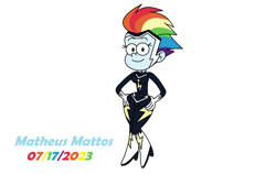 Size: 1126x710 | Tagged: safe, artist:matheusmattos75, derpibooru import, rainbow dash, zapp, human, equestria girls, power ponies, simple background, solo, style, style emulation, the loud house, white background