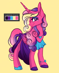 Size: 1576x1949 | Tagged: safe, artist:carouselunique, derpibooru import, princess cadance, alicorn, pony, clothes, dress, limited palette, looking at you, smiling, solo