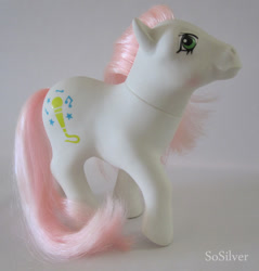 Size: 541x565 | Tagged: safe, derpibooru import, melody, earth pony, pony, g1, female, irl, mare, photo, singalong pony, solo, toy, white coat