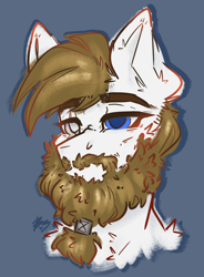 Size: 2500x3400 | Tagged: safe, artist:bananasplitedy, derpibooru import, oc, oc only, beard, blind eye, bust, facial hair, male, moustache, portrait, rough sketch, scar, sketch, stallion